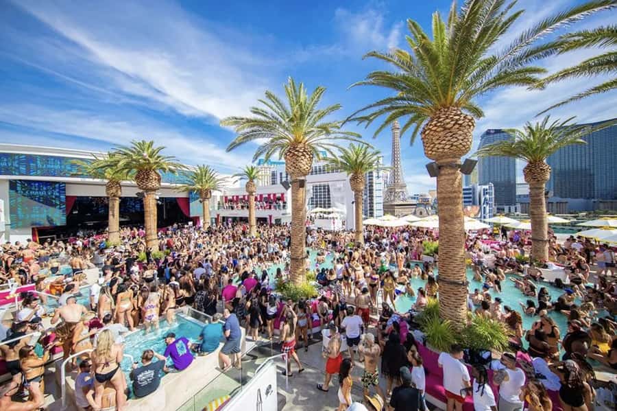 #1 Vegas Pool Crawl with Party Bus, Free Drinks & VIP Entry - Starting at the check-in venue