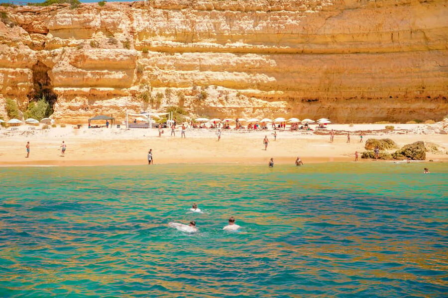Albufeira: Sightseeing Cruise with Beach BBQ and Open Bar - Sailing west along the Algarve coast