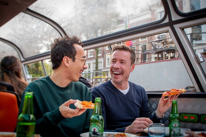 Amsterdam Guided Cruise with New York Pizza, Drinks and Ice Cream - A canal dinner that saves your feet