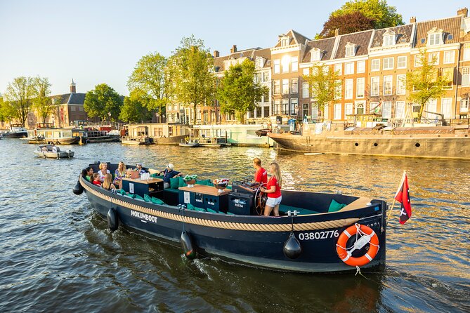 Amsterdam: Guided Open Boat Canal Cruise Unlimited Drinks Option - The Nine Streets, houseboats, and the Jordaan