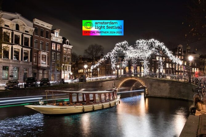 Amsterdam Light Festival: Cruise Unlimited Drinks & Bite option - Open Boat Views, Cold Air, and Rain