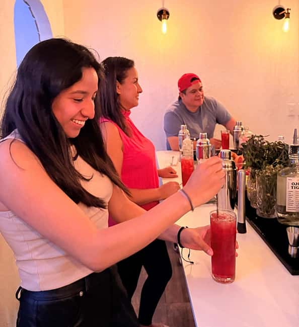 Ancient Mexican Mixology Workshop with Panoramic View in Coyoacán - Grinding a Salt Blend in a Molcajete