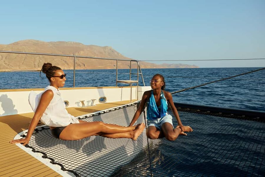 Balos & Gramvousa Catamaran Trip: Meals, Drinks & Transfer - From Kissamos Port to a floating day resort