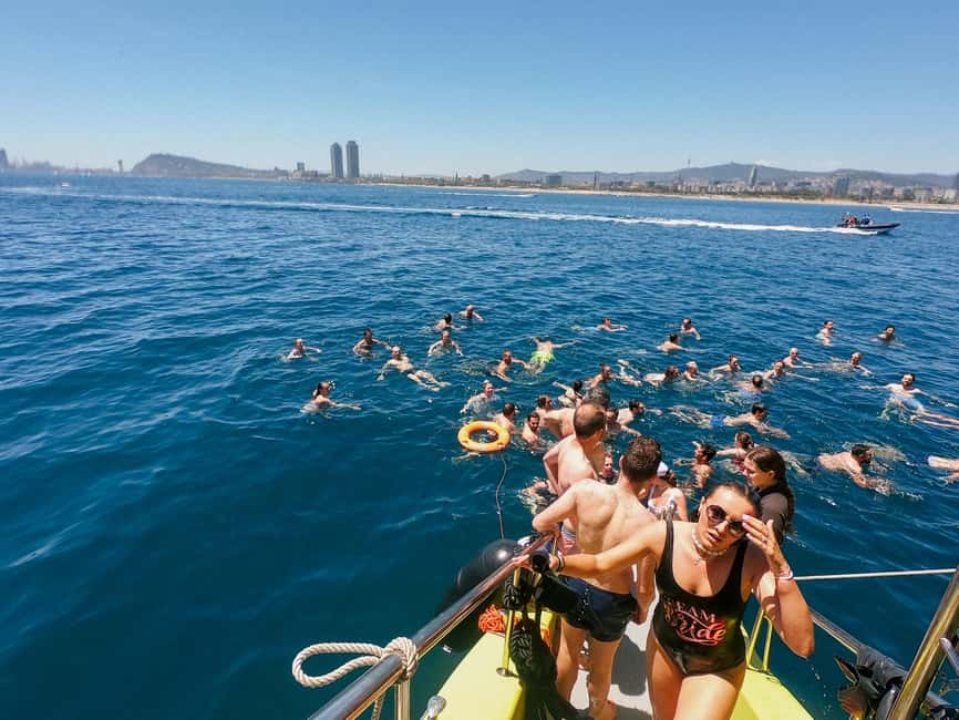 Barcelona: Snack, Swim & Party Boat - The swim stop and what to bring