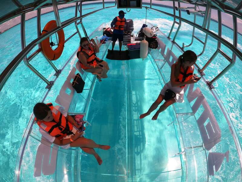 Cancún: Nichupté Lagoon Transparent Boat Tour with Drinks - The Next 25 Minutes: Fish, Turtles, and the Reef Below