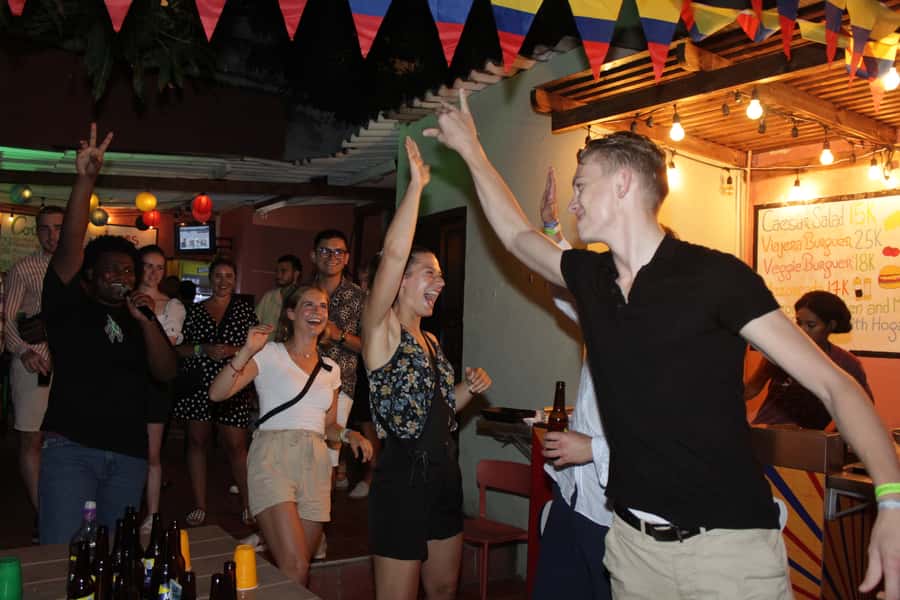 Cartagena: Pub Crawl with Dancing Lessons and Free Shots - Walking through Getsemaní with the group