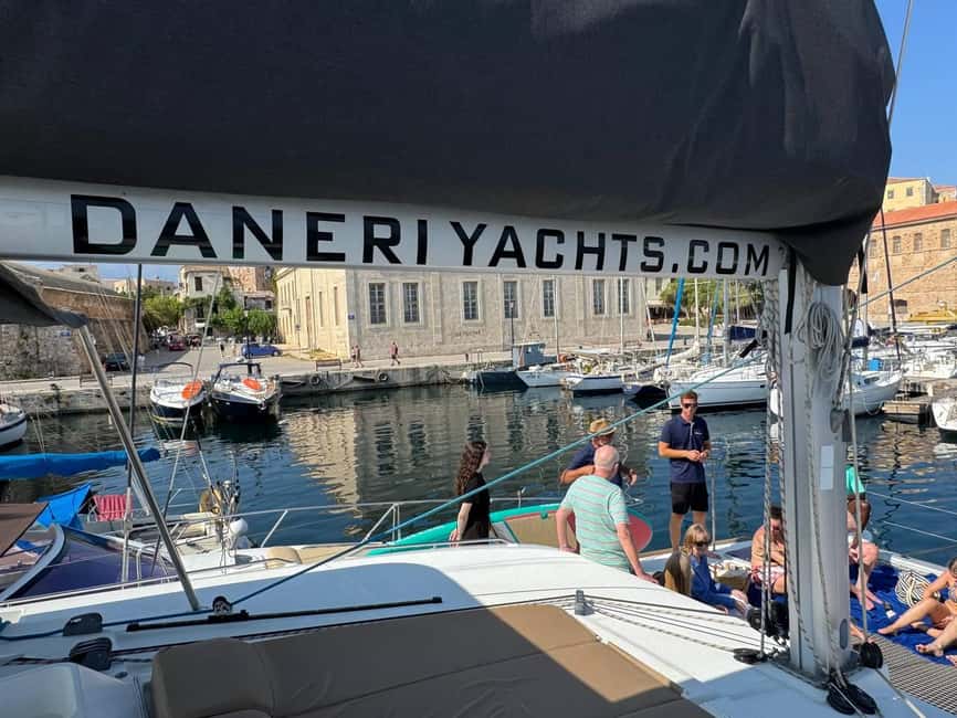 Chania Old Port: All-inclusive Catamaran Trip Agioi Theodori - The 75-minute sail to Agioi Theodoroi