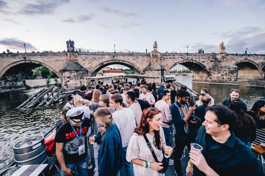 Drunken Monkey Prague Boat Party Open Bar to Duplex Club - What the river views add to the night