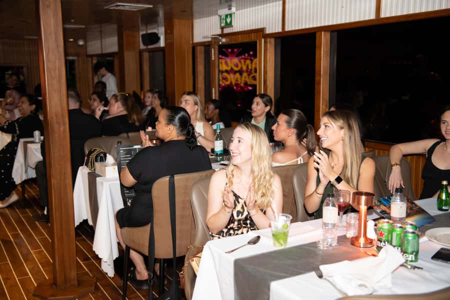Dubai Marina: Luxury Dinner Cruise, Live Show, Open Bar & DJ - Tanura dancing, singing, and the DJ