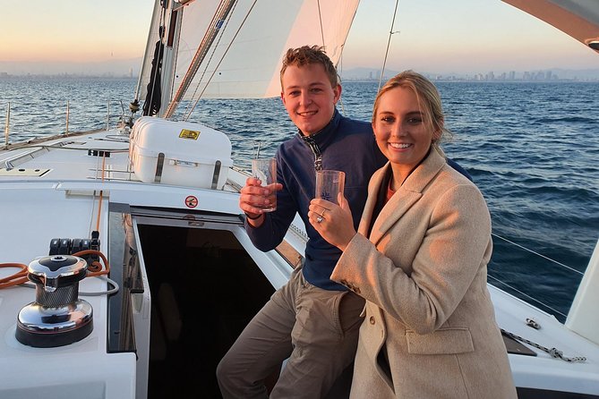 Exclusive Barcelona Private Luxury Sailing Cruise with Open Bar - Leaving the harbor beneath the modern drawbridge