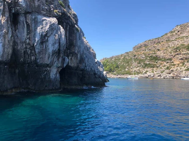 Faliraki: Boat Trip to Anthony Quinn & The Caves with Drinks - Traganou Caves and the 25-minute swim
