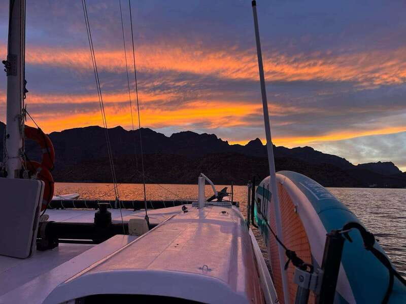 From Loreto: Sunset Appetizers & Open Bar Catamaran Cruise - Boarding the 35-foot catamaran