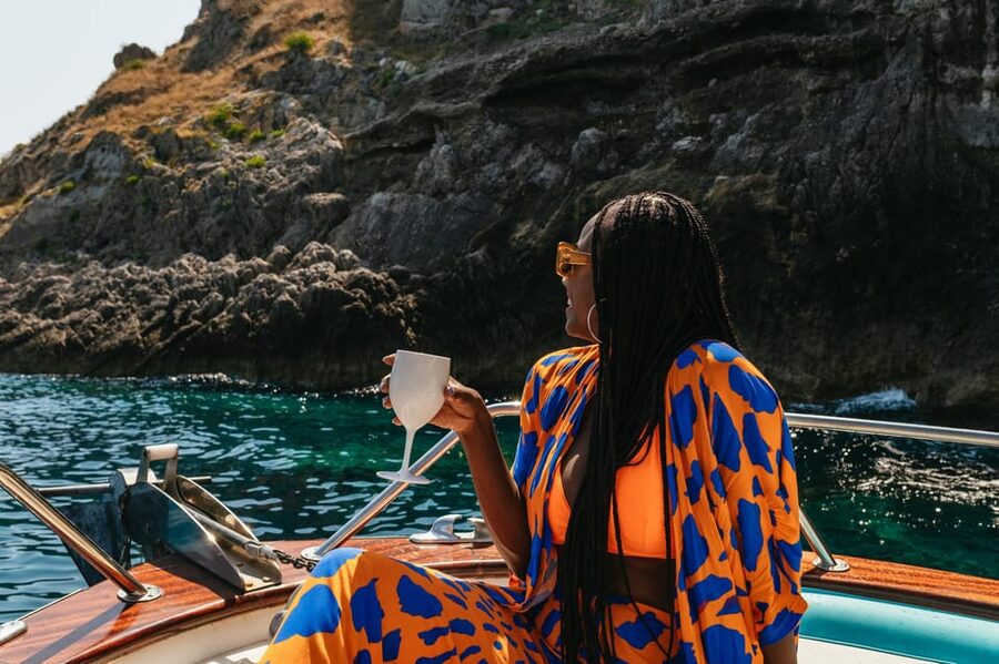 From Naples: Positano and Amalfi Boat Tour with Drinks - From Marina Grande to Ieranto Bay