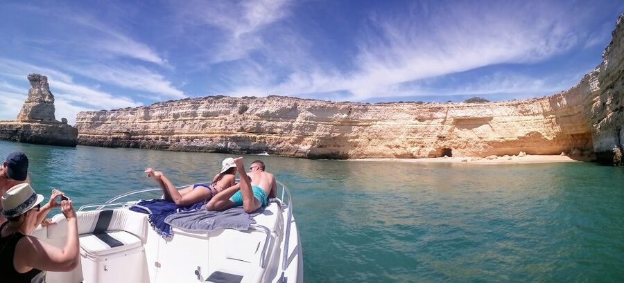 From Portimão: Private Benagil Caves Boat Tour with Drinks - Entering Benagil Cave by boat