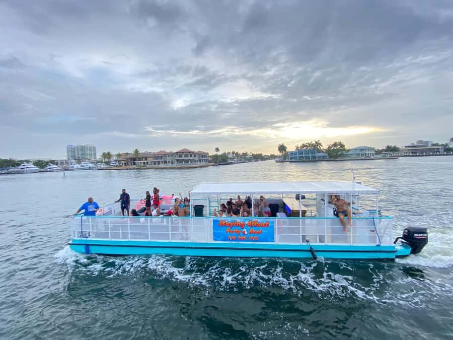 Ft. Lauderdale: Party Boat Tour to the Sandbar with Tunes - The sandbar stop and the floating pool