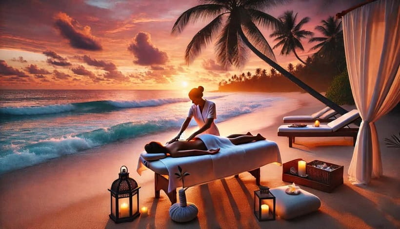 Gili Trawangan: Beach Massage with Sunset and Cocktail - What the beach setup feels like