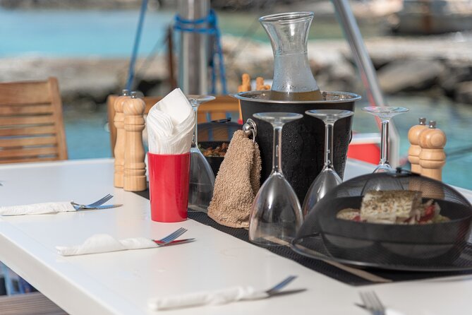 Hersonissos: Luxury Sunset Catamaran Cruise Sushi & Open Bar - Sunset from the open water