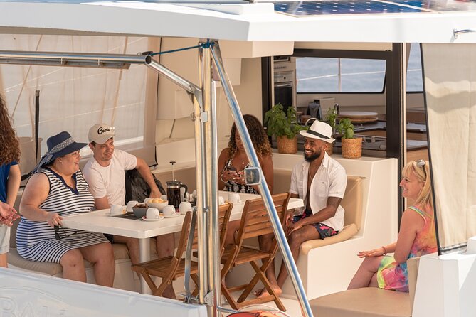 Hersonissos: Luxury Sunset Catamaran Cruise Sushi & Open Bar - Saint George Bay, the cruise’s best setting