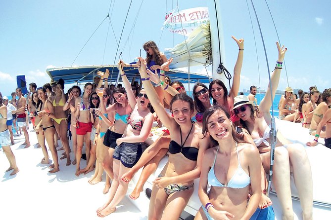 Isla Mujeres Tour on Catamaran with Snorkel, Open Bar, Buffet & Beach club - A lively catamaran ride from Marina Las Perlas