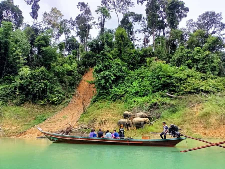 Khao Lak: Cheow Lan Lake Romantic Sunset Cruise with Drinks - Khao Sam Kloe and the famous limestone formations