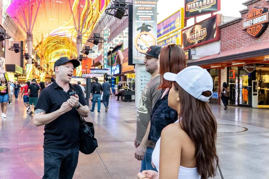 Las Vegas: Fremont Cocktail Crawl & Guided Walking Tour - Reading the signs along the Fremont Street Experience