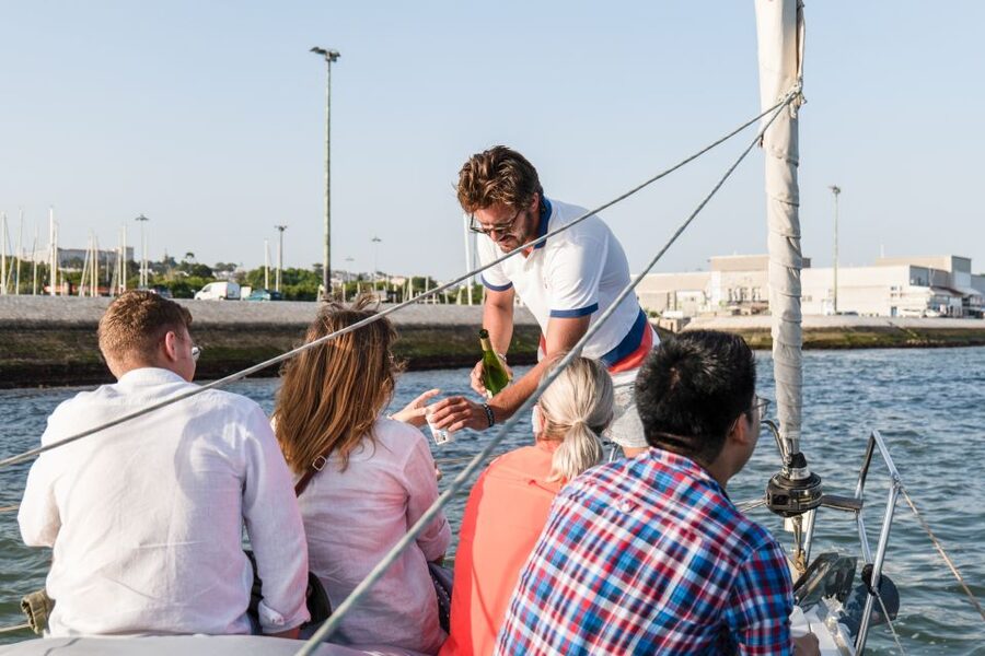 Lisbon: Daytime/Sunset/Night City Sailboat Tour with Drink - Leaving Gate 1 beside the Monument to the Discoveries