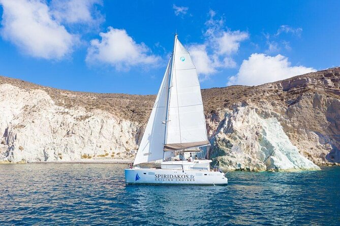 Luxury Small-Group Catamaran Cruise with BBQ, Open bar & Transfer - Why seeing Santorini from the sea makes sense