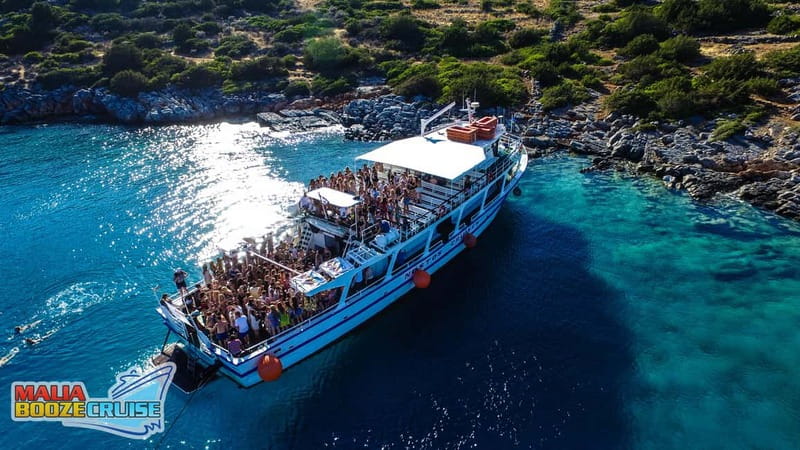 Malia: Booze Cruise Boat Party with Live Dj - The swim stop and boat-jumping session
