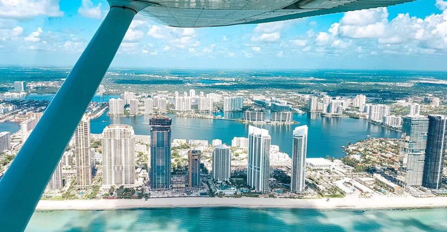 Miami Beach: South Beach Private Airplane Tour with Drinks - Fairchild Tropical Botanic Garden from above