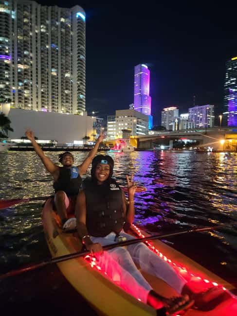 Miami: Guided LED-Lit Kayak Night Tour with Drinks - Meeting at Kiki Champagne Fisheries