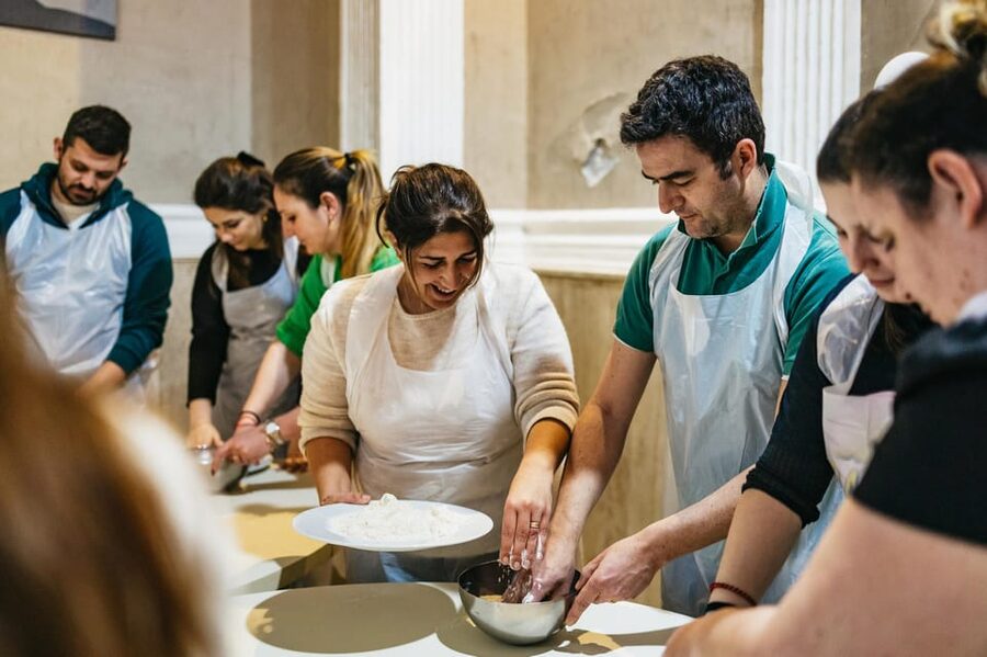 Naples: Pizza-Making Workshop with Drink and Appetizer - Working the dough and learning mozzatura