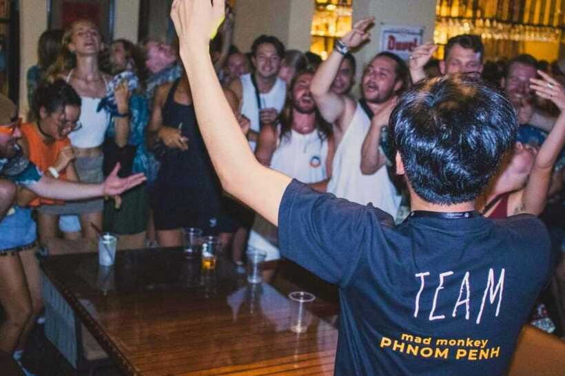 Phnom Penh Pub Crawl with Free Mad Monkey Singlet - The crowd, the singlet, and the social side