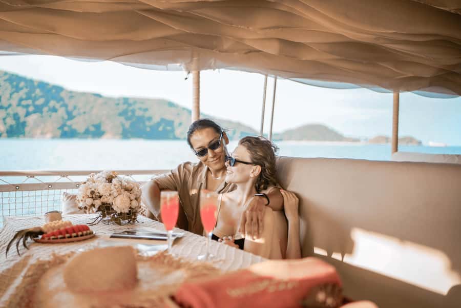 Phuket: Coral & Racha Sunset Luxury Catamaran Party Cruise - The sunset party near Promthep Cape