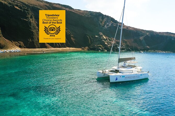 Premium Small-Group Catamaran Cruise with BBQ, Open Bar, Transfer - Santorini Looks Different From a Catamaran