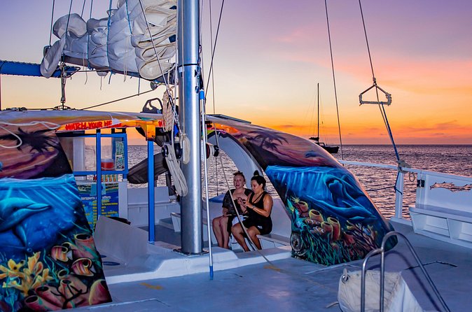 Private Sunset Catamaran Adventure Cruise with Open Bar - Swimming, snorkeling areas, and the rope swing