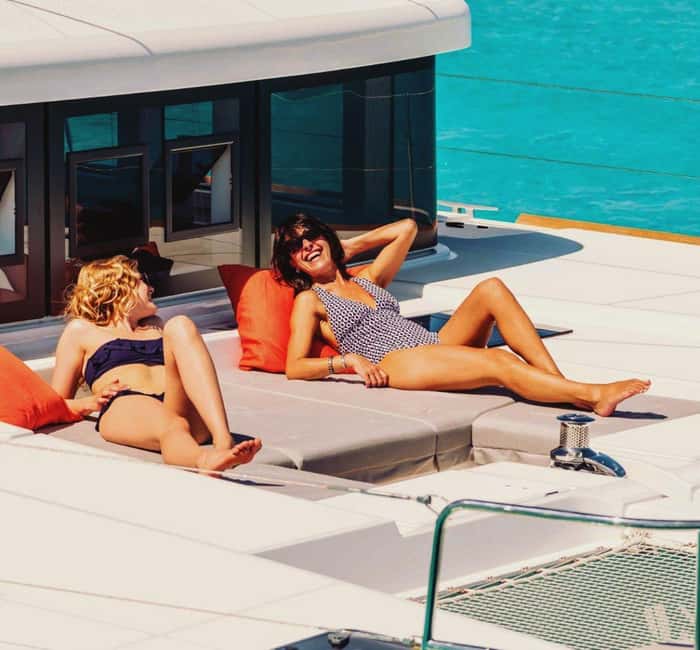 Rethymno Premium Catamaran Cruise: Healthy Lunch & Open Bar - A swim stop with paddleboards and snorkeling gear
