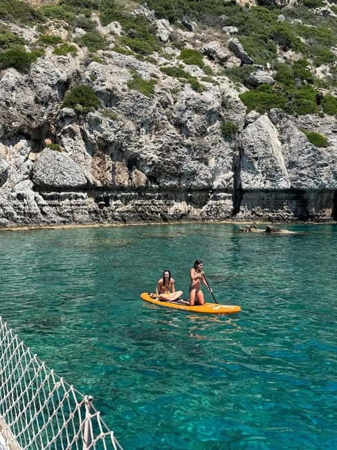 Rhodes: All inclusive Catamaran Escape with Lunch & Drinks - Ladiko Bay: lunch beside a calm cove