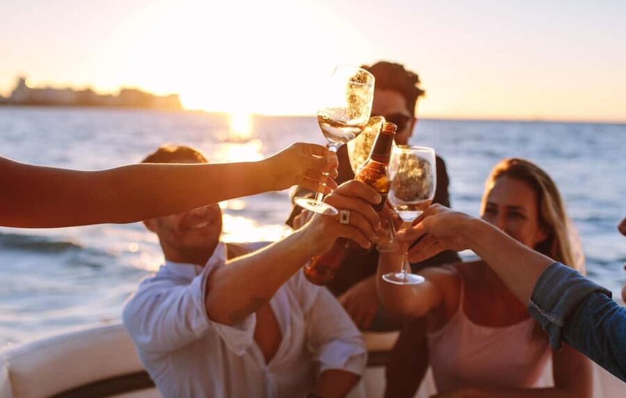 Rhodes: Sunset Cruise with Open Bar, Dinner, & Live Music - The east coast views from Mandraki