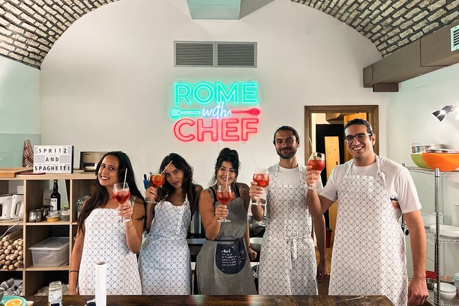 Rome Tipsy Cooking Class: Make Pasta and Mix 3 Spritz Cocktails - Eating Together With a New Group