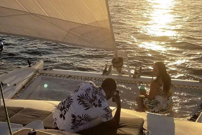 San Juan Catamaran Sunset Sail with Drinks Included - A small 37-foot catamaran with room to breathe