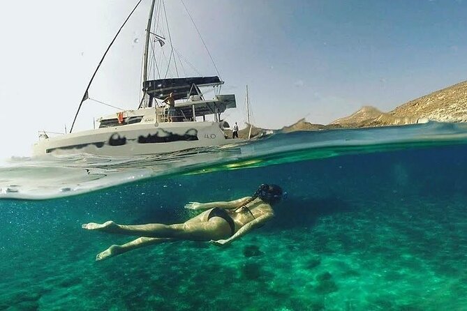 Santorini Catamaran Cruise with Fresh Meal and Open Bar - Palea Kameni and the sulfur springs