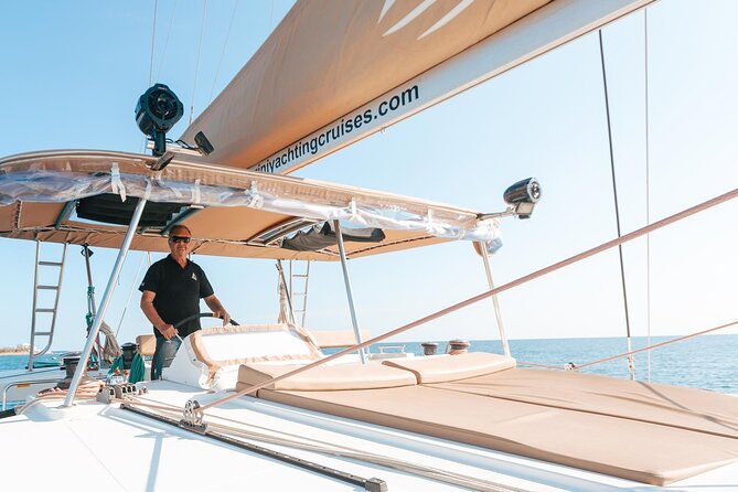 Santorini Catamaran Cruise: with Lunch, BBQ, Open Bar, Transfers - Mesa Pigadia is the main swim and lunch stop
