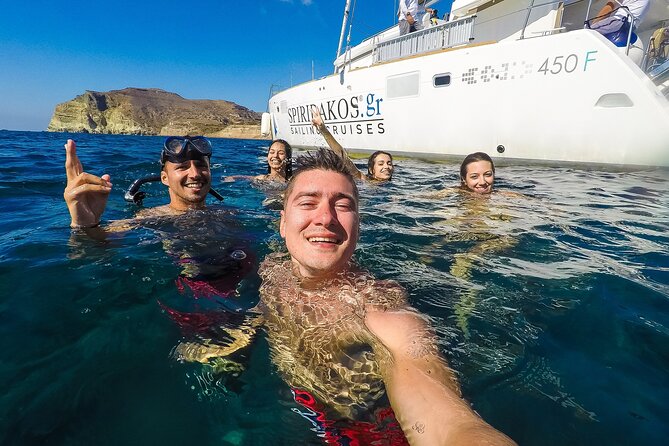 Santorini Classic Catamaran Cruise with BBQ, Drinks and Transfers - What the $114.88 price really covers