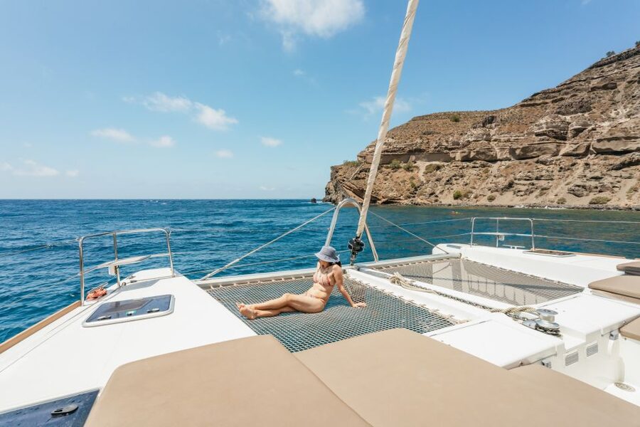 Santorini: Luxury Catamaran Day Trip with Meal and Open Bar - Key points to know before sailing