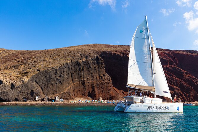 Santorini Private Catamaran Cruise with BBQ, Open Bar & Transfers - Pickup, Vlychada, and the first stretch