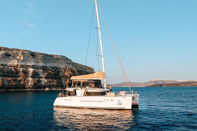 Santorini Sunset Sailing Cruise: Dinner, BBQ, Open Bar, Transfers - Mesa Pigadia combines water time and dinner