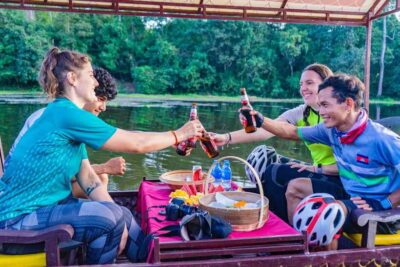 Siem Reap: Angkor Sunset Bike & Boat Tour /E-Bike Available