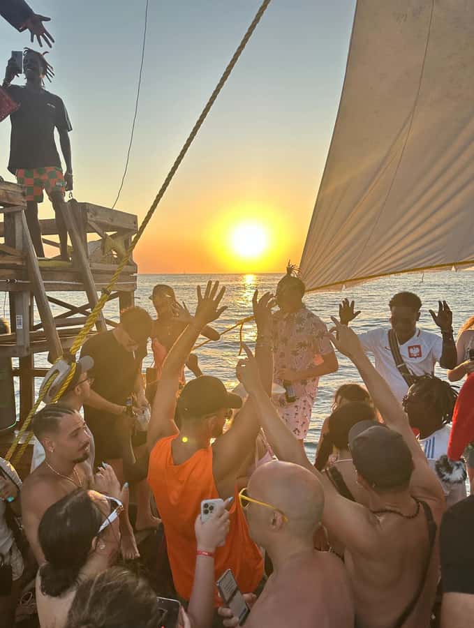 Sunset party cruise in Zanzibar with BoomBoom Boat - Passing Kendwa at sunset