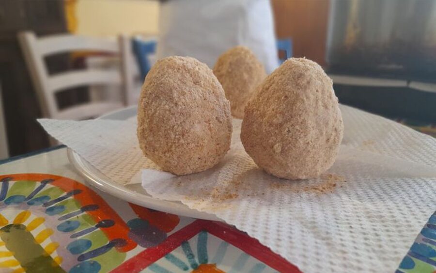 Taormina: Arancino Making Class with Drinks - Building the crisp coating and cooking your creations