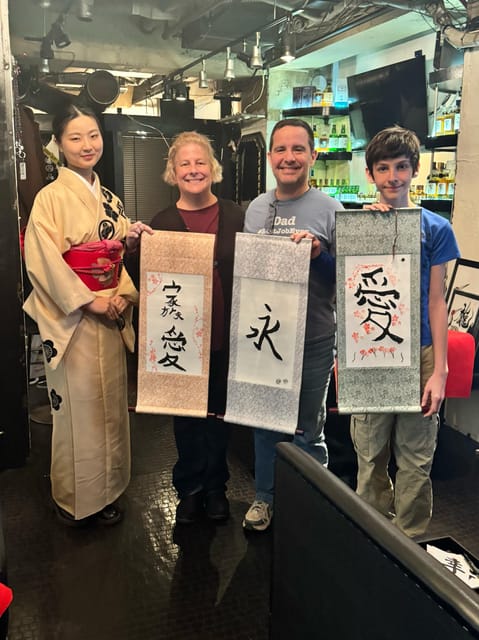 Tokyo: Calligraphy on Kanji Fan & Scroll with Drink - From Roppongi Station to Shodo Cafe 7557